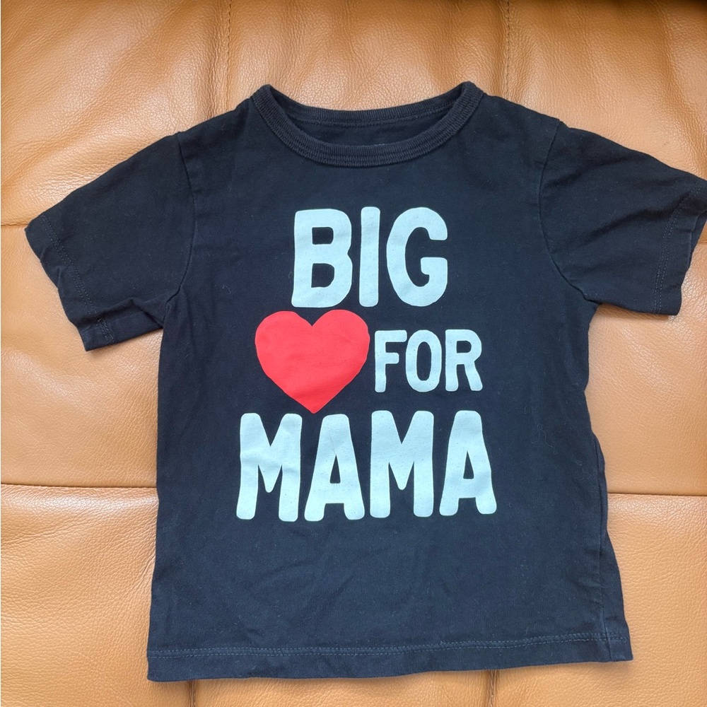The Children's Place Classic Black Tee w/ Big Love 4 Mama bragging rights 2T